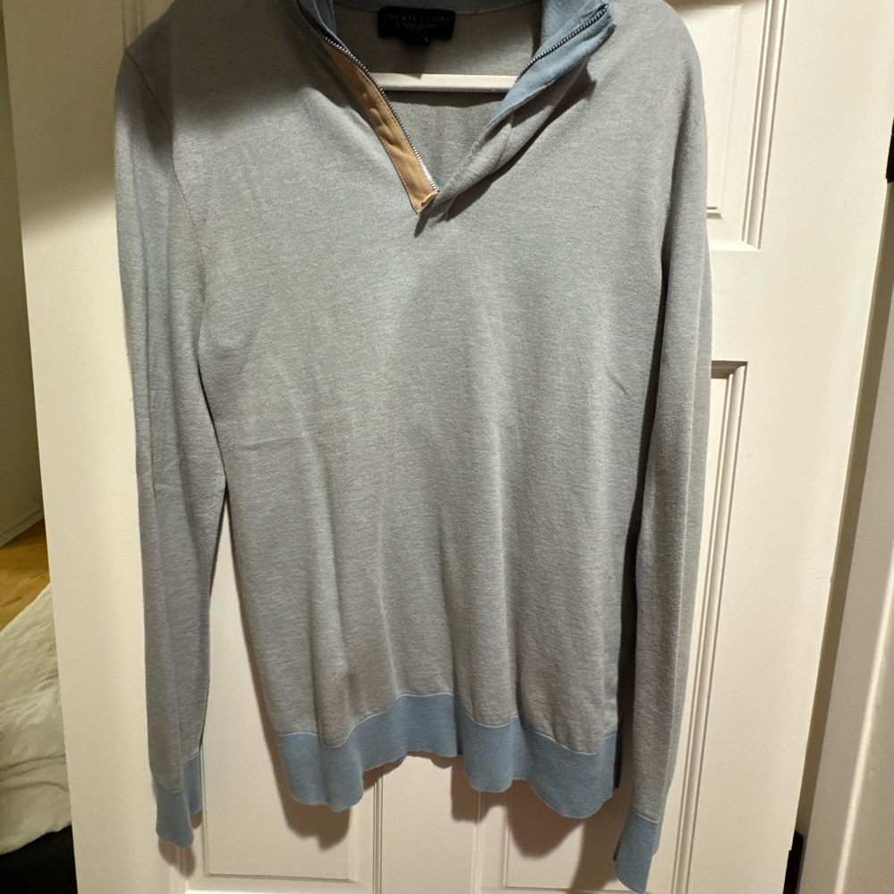 The Men's Store Light Blue Zip Up Sweater